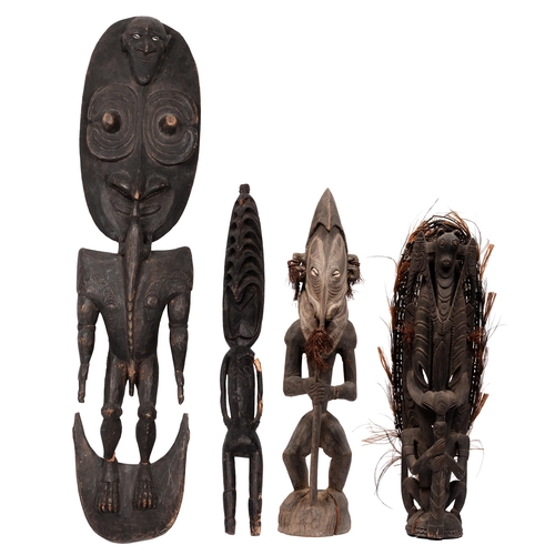 846 - Tribal art. Papua New Guinea, comprising a Iatmul softwood figure, typically carved and picked-out i... 