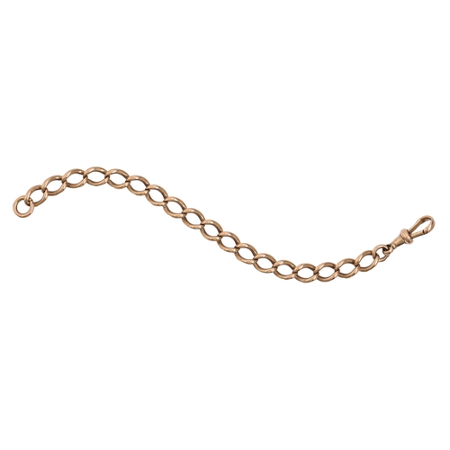 85 - A 9ct gold watch chain, c.1900, 18cm long, links individually marked, 19g