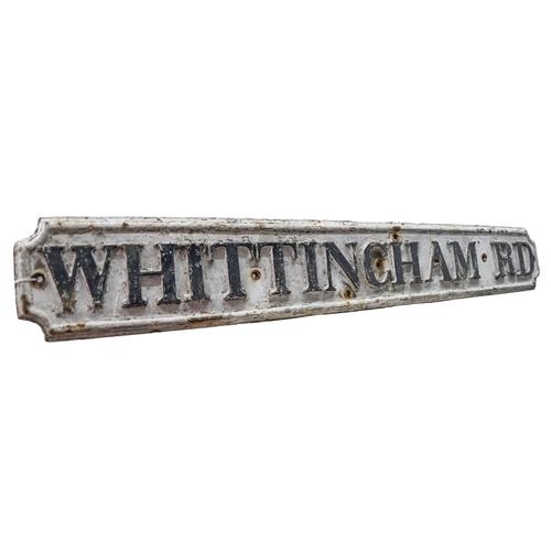 865A - A cast iron Nottingham street sign, WHITTINGHAM RD, c.1900, 121cm l