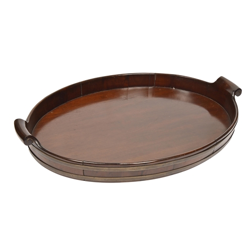 919 - A George III brass bound mahogany tray, 58cm over handles