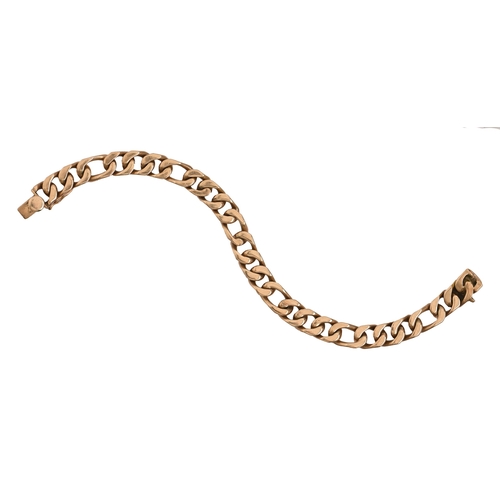 92 - A gold flat curb bracelet, 20cm l, marked 14k 585, 41.5g