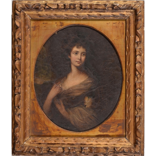 995 - In the manner of Gainsborough - Portrait of a Lady, half-length, feigned oval, oil on canvas, 46 x 3... 