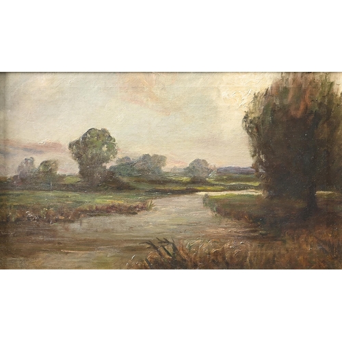 997 - Nottingham School, 19th c - A Bend in the River, oil on canvas, 29 x 49cm and English School, 19th c... 