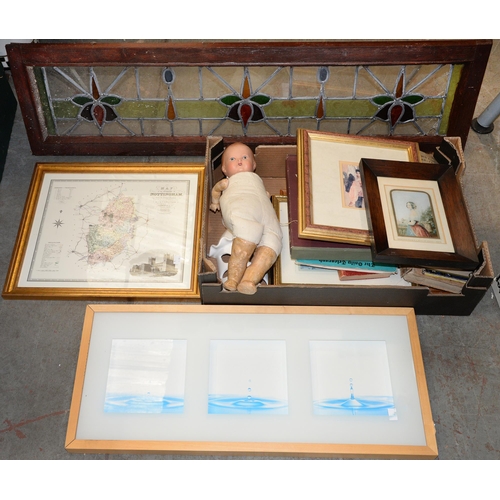 1442 - A vintage composition doll, and miscellaneous other items including a rosewood picture frame, a lead... 