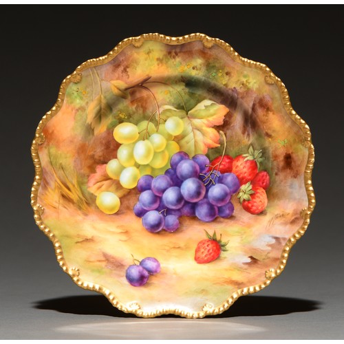 494 - A Royal Worcester plate, 1937, painted by H H Price, signed, with an all-over still life of strawber... 