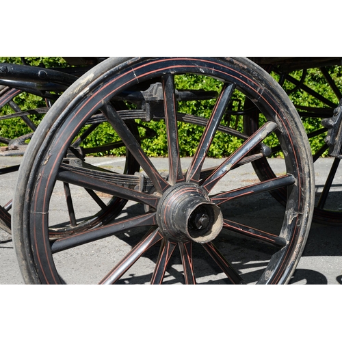 934 - Horse drawn vehicle. A four-wheeled open carriage, waggonette, Northern European c. late 19th c, the... 