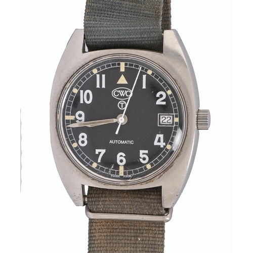 259C - A CWC stainless steel military issue self-winding wristwatch, 33 x 35mm, marked on case back 74 141S... 