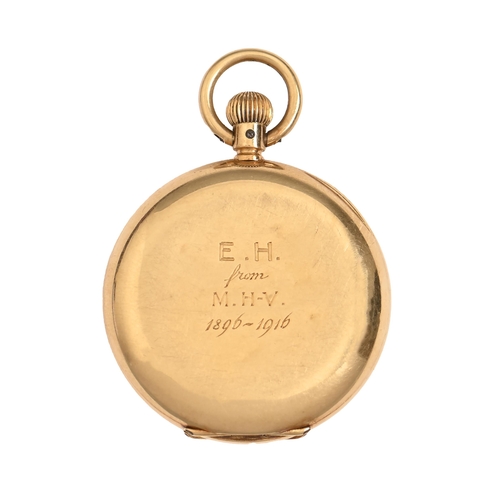 259D - A Swiss 18ct gold half hunting cased keyless lever lady's watch, in plain case with gold cuvette, 32... 