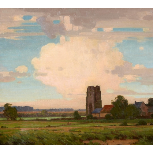 1001 - William Knight (1872-1958)  - The Ruined Tower,  signed, oil on canvas 45cm x 50cm