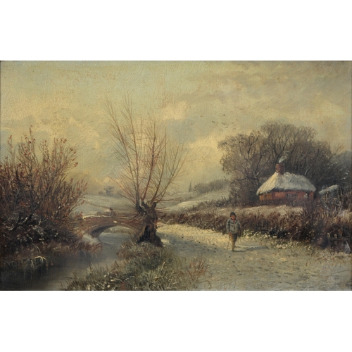 1006 - Attributed to John Edward (c1820-1888) - Winter Scene, oil on canvas, 19cm x 29cm