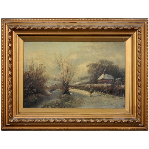 1006 - Attributed to John Edward (c1820-1888) - Winter Scene, oil on canvas, 19cm x 29cm