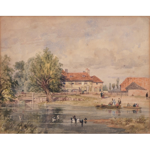 1009 - English School, 19th century - River Lea at Tottenham, signed and dated 1845, titled mount, watercol... 