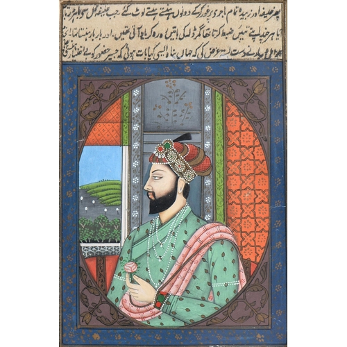 1010 - Delhi School - Miniatures of Shah Jahan and Mumtaz Mahal, possibly leaves from a manuscript, gouache... 