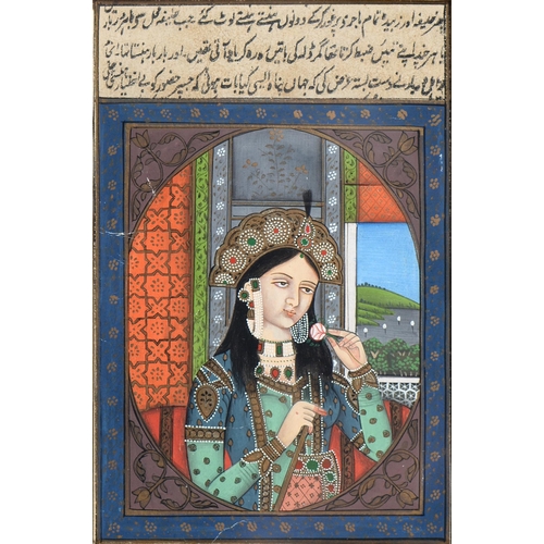 1010 - Delhi School - Miniatures of Shah Jahan and Mumtaz Mahal, possibly leaves from a manuscript, gouache... 