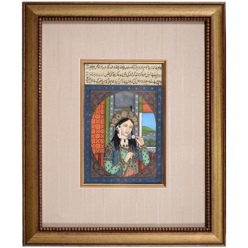 1010 - Delhi School - Miniatures of Shah Jahan and Mumtaz Mahal, possibly leaves from a manuscript, gouache... 