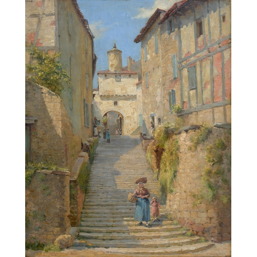 1019 - Percy Robert Craft RBA (1856-1934) - Escalier du Pater Cordes, France, signed, signed again and insc... 