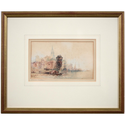 1019A - Paul Marney (1834-1914) - St. Malo Brittany, signed with initials, watercolour, 11.7cm x 19.7cm and ... 