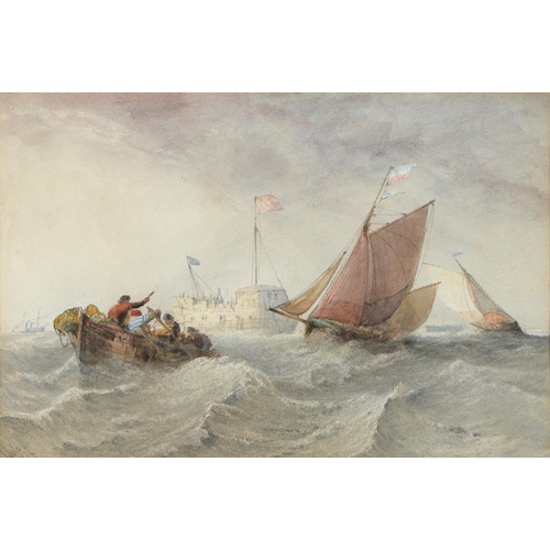 1023 - John Francis Salmon (1808-1886) - A Fishing Boat and other vessels on the River Medway, signed and d... 