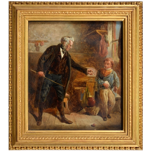 1024 - Victorian School - The School Master, oil on artist's board, 19cm x 17cm