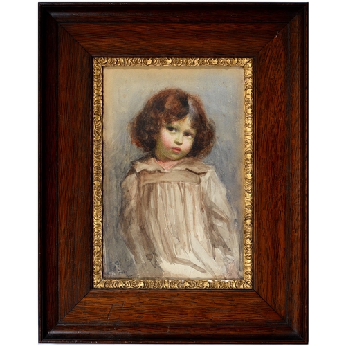 1028 - British School, 1900 - Portrait of a Young Girl in a Smock, signed with monogram and dated, watercol... 