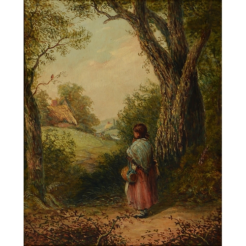 1032 - Henry Dawson (1811-1878) - A Woodland Walk,  signed with initials, oil on panel, 30.5 x 24.5cm... 