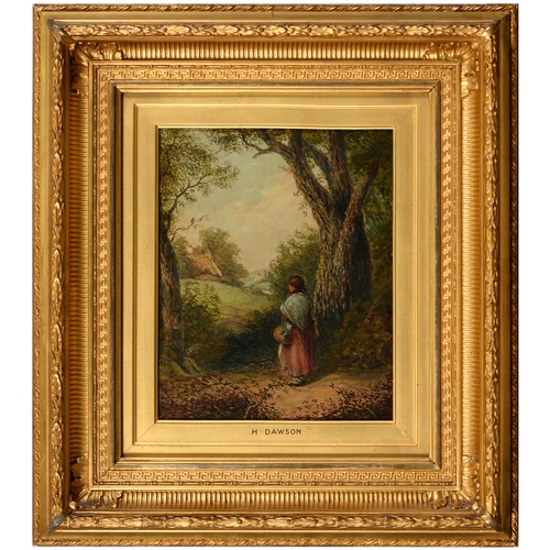 1032 - Henry Dawson (1811-1878) - A Woodland Walk,  signed with initials, oil on panel, 30.5 x 24.5cm... 