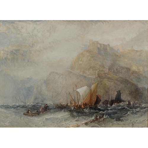 1035 - John Cuthbert Salmon (1844-1917) The Fishing Fleet off Scarborough, watercolour, 26cm x 35cm... 