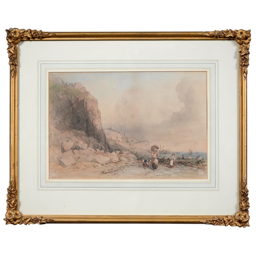 1038 - George Weatherill (1810-1890) - Fisherfolk on the Shore near Whitby, signed, watercolour, 21cm x 31c... 