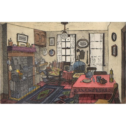 1040 - Paul Spikings, late 20th c - D.H. Lawrence's House, Eastwood, a set of four, signed, titled and mixe... 