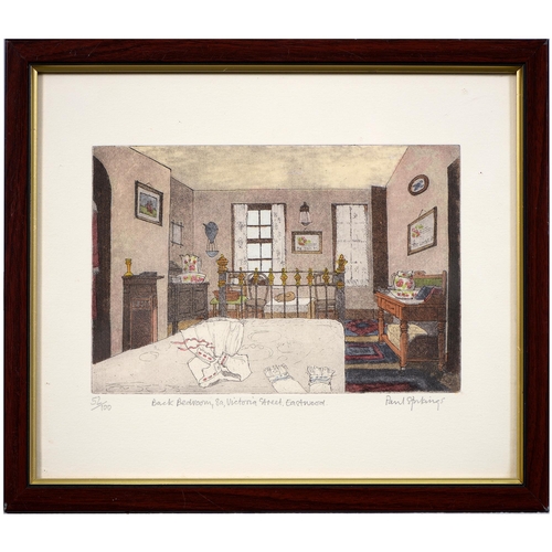 1040 - Paul Spikings, late 20th c - D.H. Lawrence's House, Eastwood, a set of four, signed, titled and mixe... 