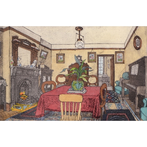 1040 - Paul Spikings, late 20th c - D.H. Lawrence's House, Eastwood, a set of four, signed, titled and mixe... 