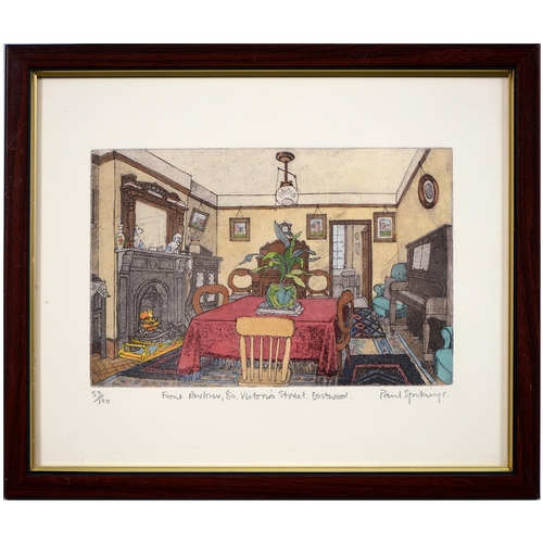 1040 - Paul Spikings, late 20th c - D.H. Lawrence's House, Eastwood, a set of four, signed, titled and mixe... 