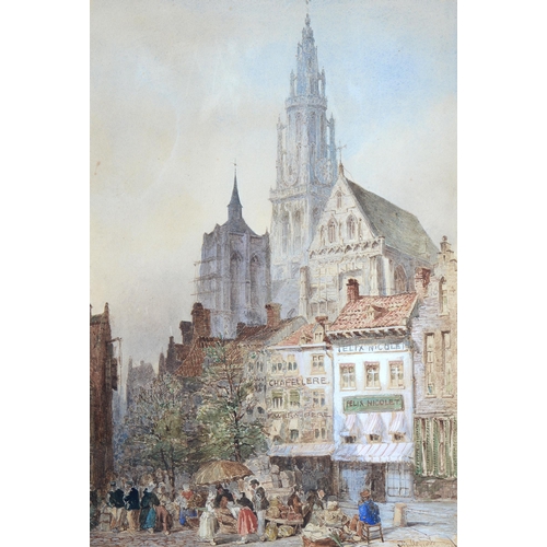 1041 - John Fulleylove RI (1845-1908) - Market Day, signed and dated '72, watercolour, 40cm x 27.5cm and a ... 