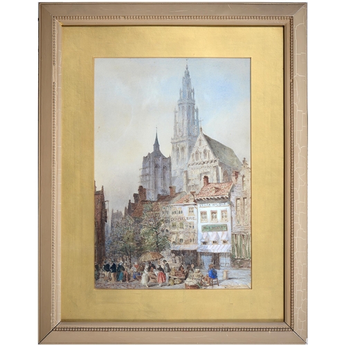 1041 - John Fulleylove RI (1845-1908) - Market Day, signed and dated '72, watercolour, 40cm x 27.5cm and a ... 