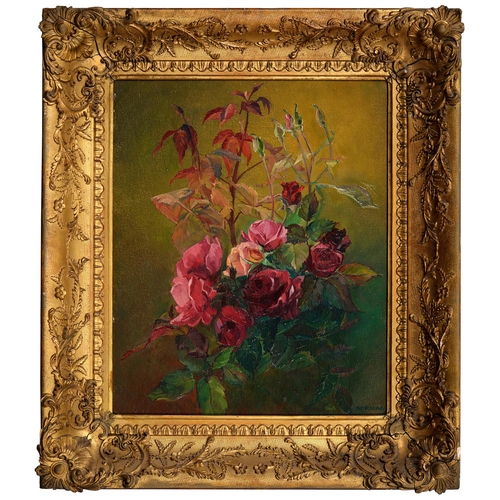 1049 - Bertie Norman, 20th century - Roses, signed oil, on board 43.5cm x 35.5cm