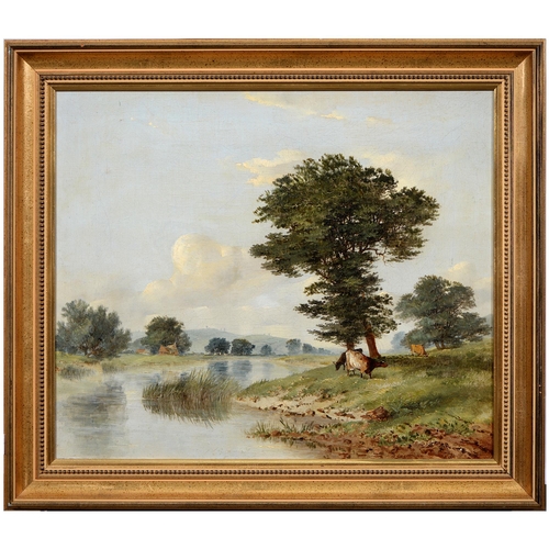 1050 - J H A Ravencroft (Fl. mid 19th century) - On the River Trent near Hoveringham, signed and inscribed ... 