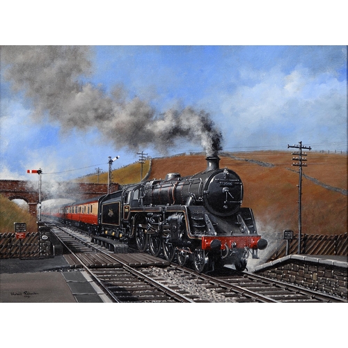 1052 - Warwick Richardson (1951-) - British Railways Standard Class 5MT 4-6-0 steam locomotive approaching ... 