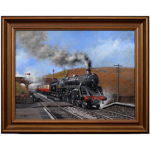 1052 - Warwick Richardson (1951-) - British Railways Standard Class 5MT 4-6-0 steam locomotive approaching ... 