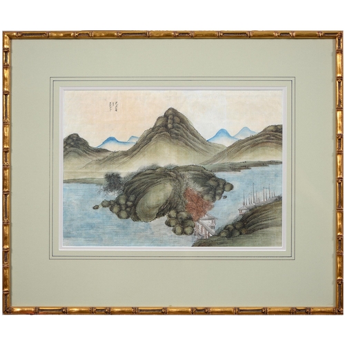 1060 - Chinese School, 19th/20th c - Landscapes, a pair, inscribed in calligraphic script, watercolour and ... 