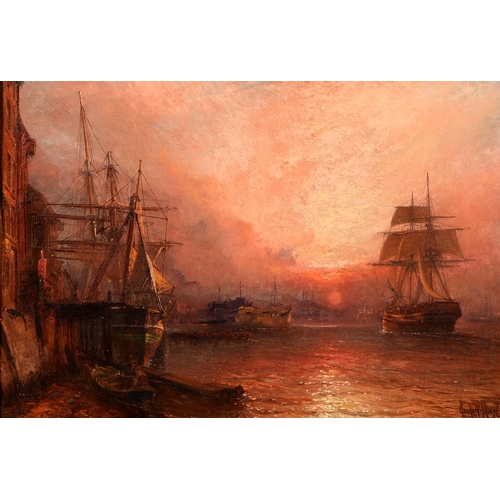 1078 - Claude Thomas Stanfield Moore (1853-1901) - Hospital Ships Lying off Greenwich, signed and dated '95... 