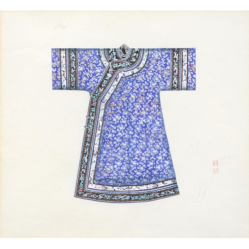 1087 - Chinese School, early 20th century - An Embroidered Court Robe, watercolour and bodycolour with two ... 