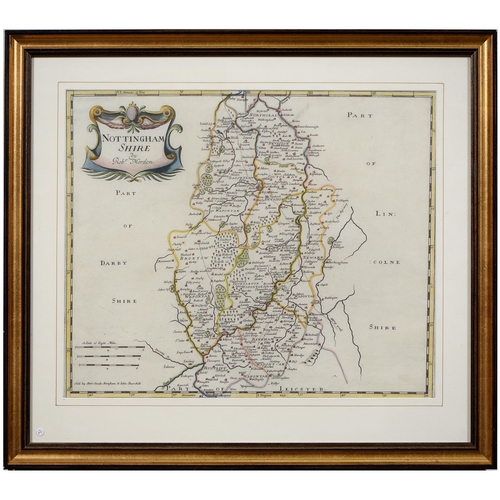 1089 - Robert Morden (c. 1650 – 1703) - Nottinghamshire, two-page map, n.d. [late 18th c], engraving, conte... 