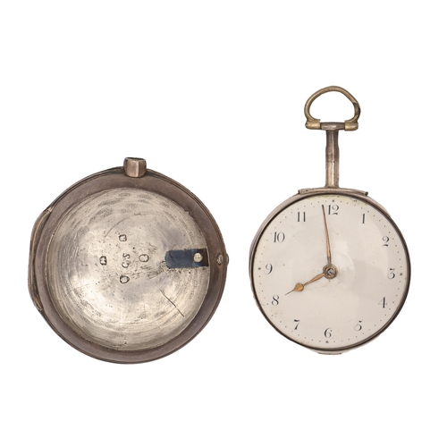 117 - An English silver pair cased verge watch, Mason Chesterfield no 706, the finely pierced balance cock... 