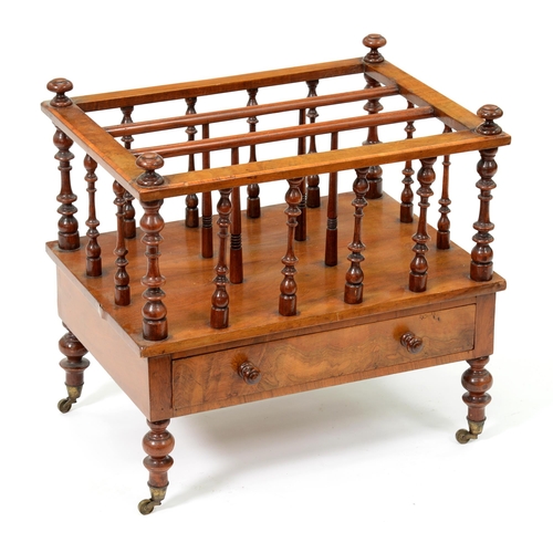 1171 - A Victorian mahogany canterbury, on brass castors, 52cm h; 39cm x 54cm