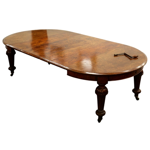 1178 - A Victorian oak and pollard oak dining table, with three leaves, 72cm h; 122cm x 242cm... 