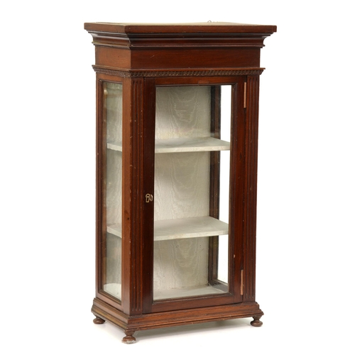 1188 - A miniature mahogany display cabinet, 62cm h; 19cm x 31cm