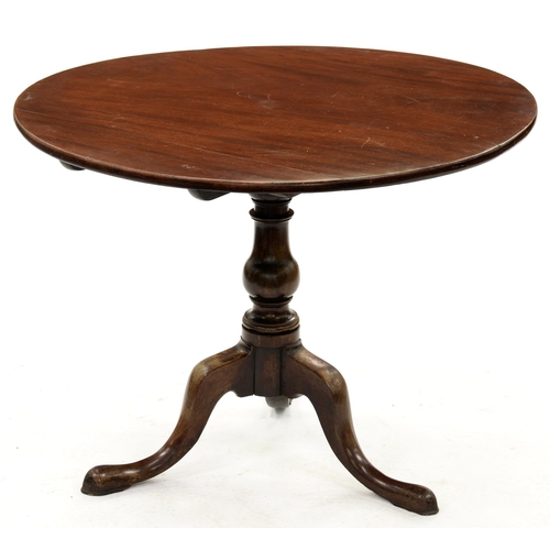 1192 - A George III mahogany tripod table, with birdcage action, 72cm x 92cm