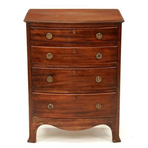 1226 - A reproduction mahogany bow fronted chest of drawers, 76cm h; 41 x 57cm