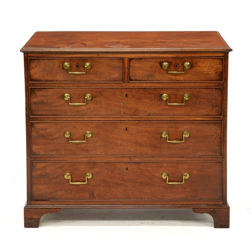 1235 - A George IV mahogany chest of drawers, the brass locks and handles original, 82cm h; 48 x 91cm... 