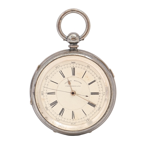 125 - An English silver lever watch, Centre seconds chronograph, J Richardson Coventry for J W Keeley &... 